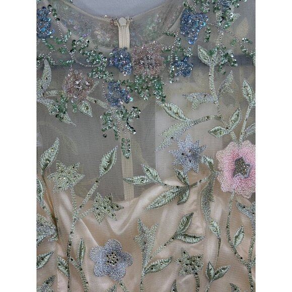 Mac Duggal 11226 Floral Embroidered Butterfly Sleeve Flowy Gown Dress Sz 10 NWT - Picture 6 of 8